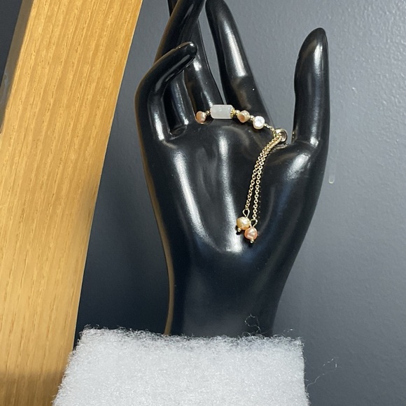 Fresh Water Pearl &  Agate Stone  Adjustable Chain Bracelet - Picture 5 of 6